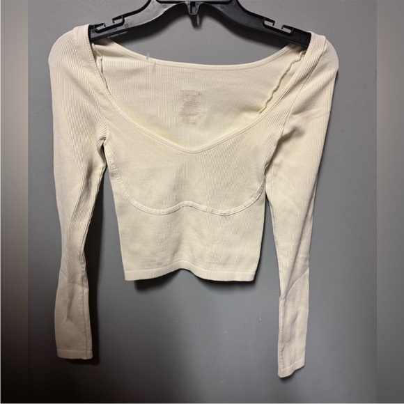 NWOT Free People Meg Seamless Ribbed Long Sleeve Cami in Ivory Sizes XS/S & M/L - Picture 4 of 10